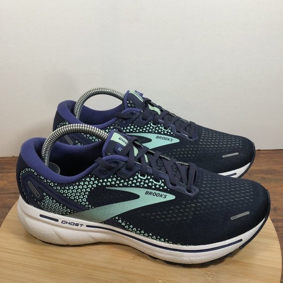 Brooks Shoes - Brooks Ghost 14 Womens Size 9.5 Running Shoes Blue White Lace Up Sneakers